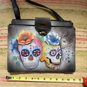 Anuschka Skull Art Crossbody Bag - Multicolor